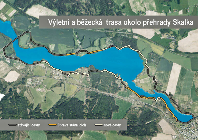Výletní a běžecká trasa okolo přehrady Skalka